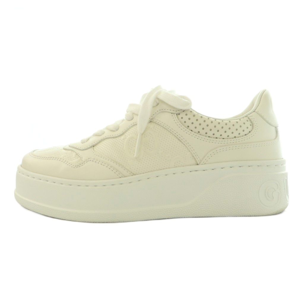 Gucci GG Embossed Sneakers Low Cut Thick Sole Leather One Color Interlocking