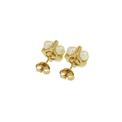 Celine Triomphe Faux Pearl Stone Gold Earrings — view 2