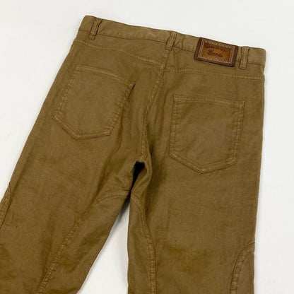Gucci Lace Up Jodhpur Pants Linen Light Brown Polyurethane Cowhide — view 4