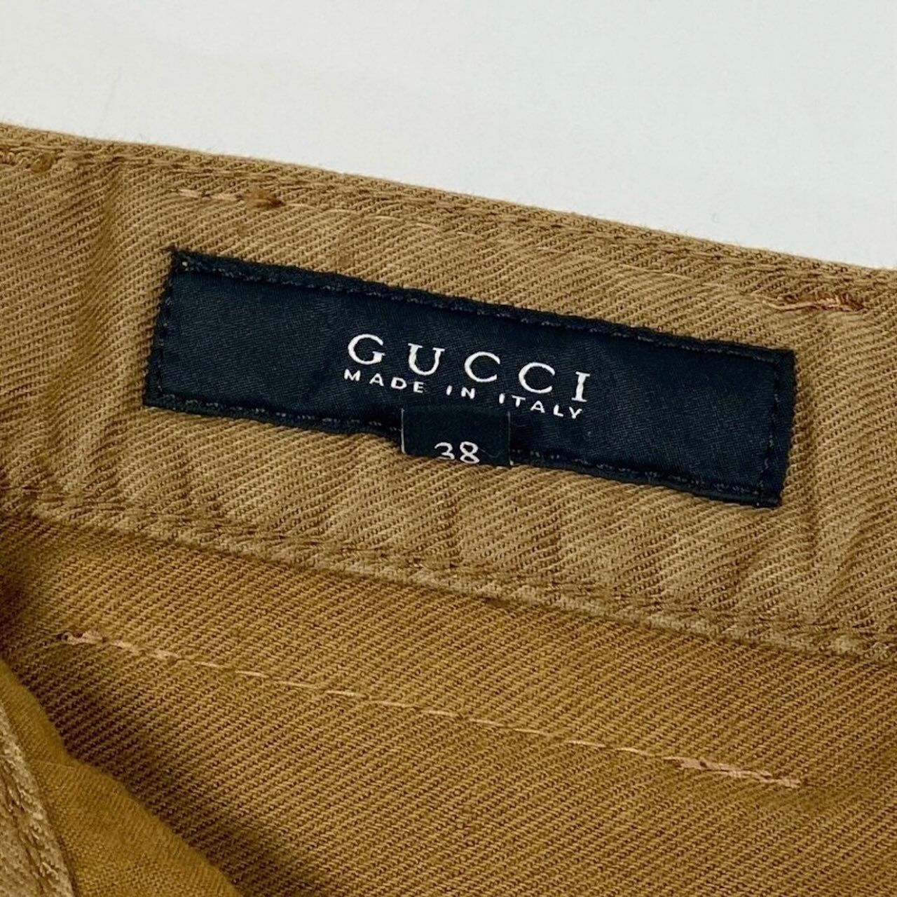 Gucci Lace Up Jodhpur Pants Linen Light Brown Polyurethane Cowhide — view 8