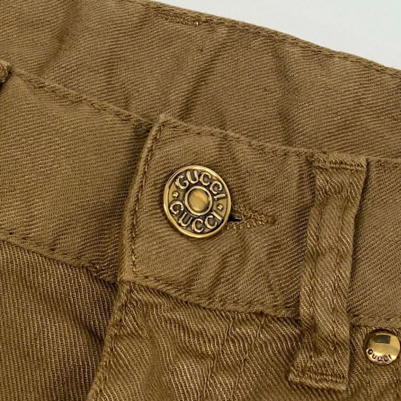 Gucci Lace Up Jodhpur Pants Linen Light Brown Polyurethane Cowhide — view 6