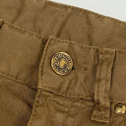 Gucci Lace Up Jodhpur Pants Linen Light Brown Polyurethane Cowhide — view 6