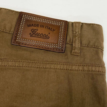 Gucci Lace Up Jodhpur Pants Linen Light Brown Polyurethane Cowhide — view 7