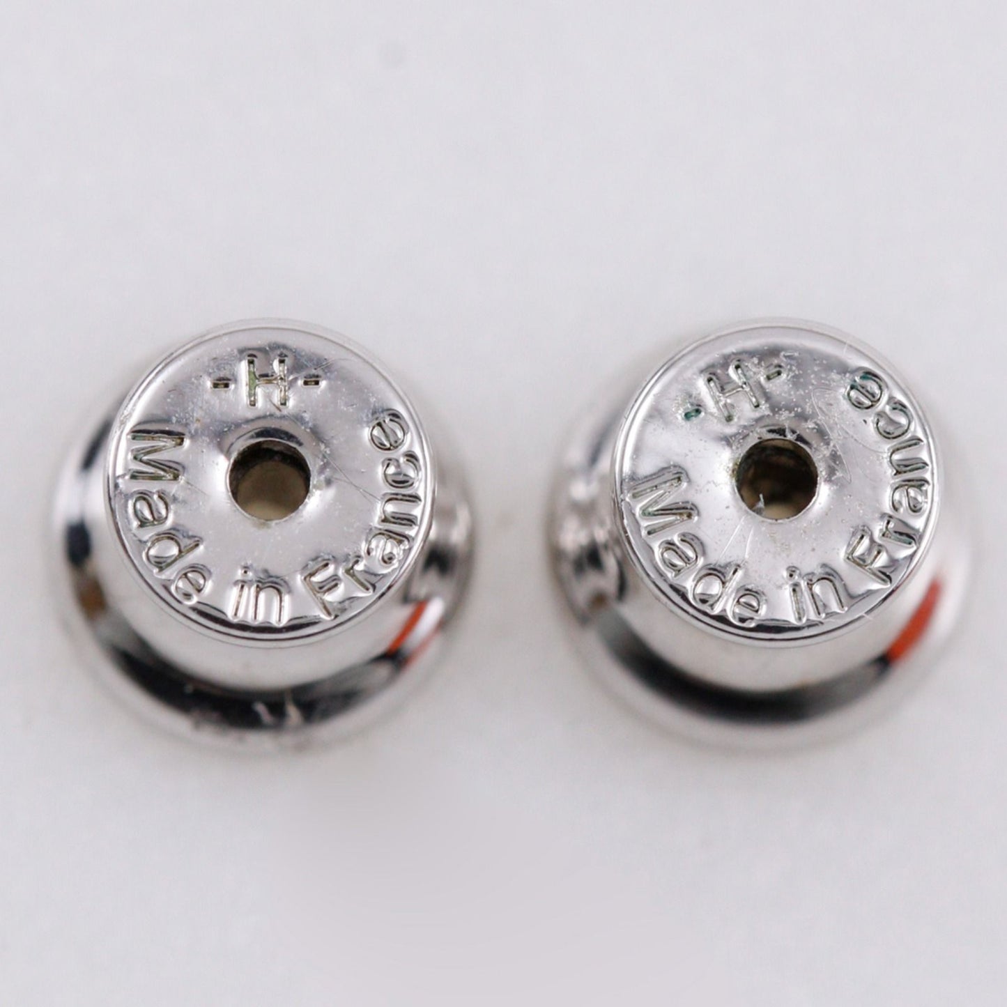 Hermes Pop Mini Metal Enamel White Earrings — view 6