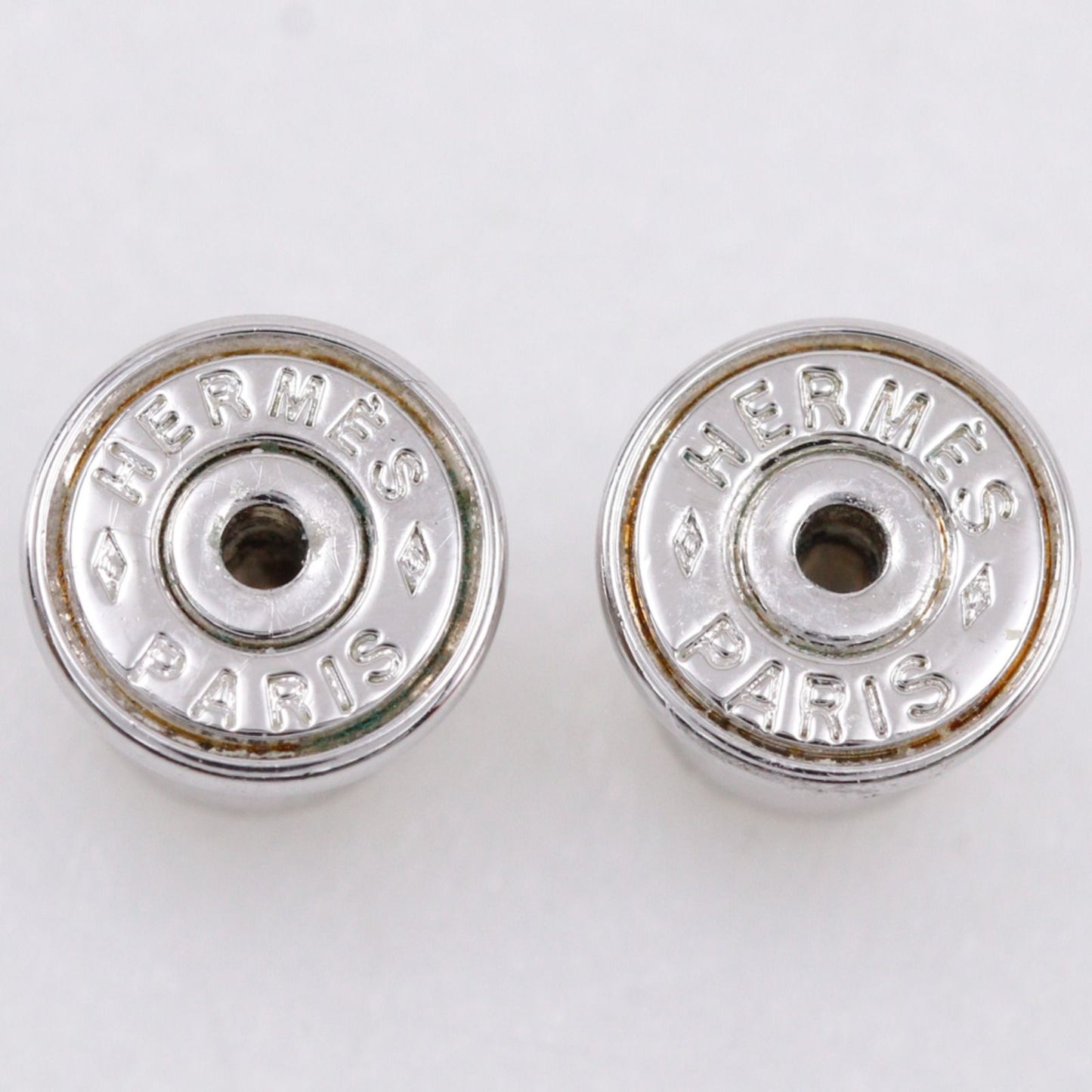 Hermes Pop Mini Metal Enamel White Earrings — view 7