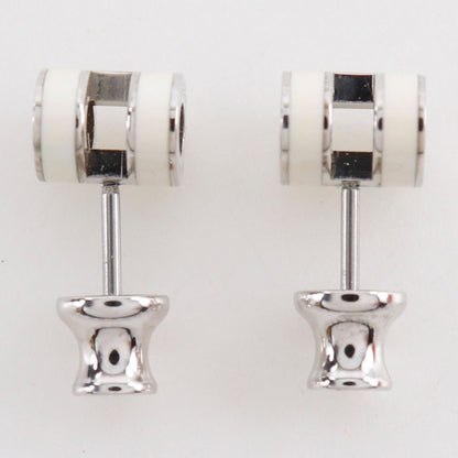 Hermes Pop Mini Metal Enamel White Earrings — view 5
