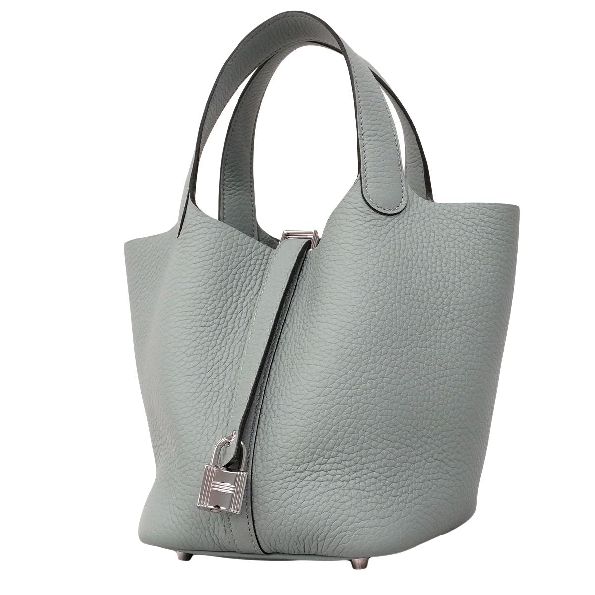 Hermes Handbag Picotin Lock PM Taurillon Clemence Blue Pale Silver