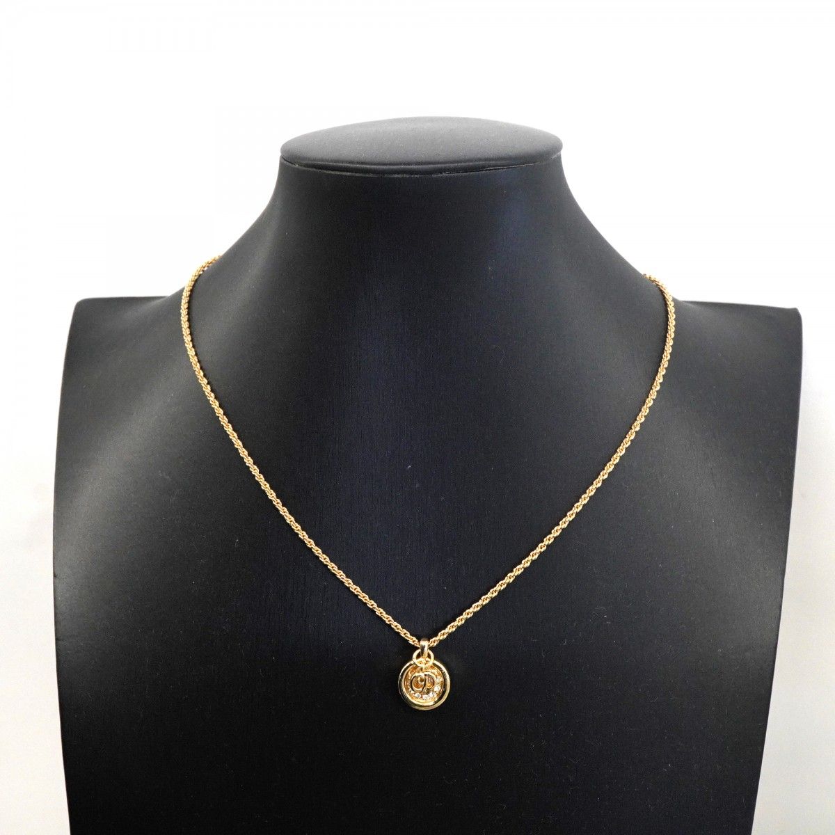Dior Necklace CD Logo Gold Plated Rhinestone — view 7