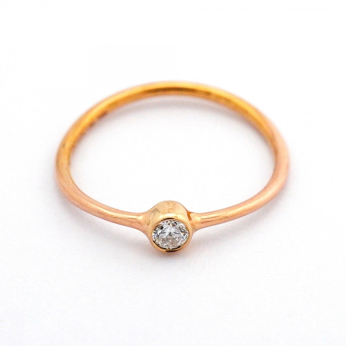 Tiffany & Co Ring Wave Single Row 18k Pink Gold Diamond — view 3