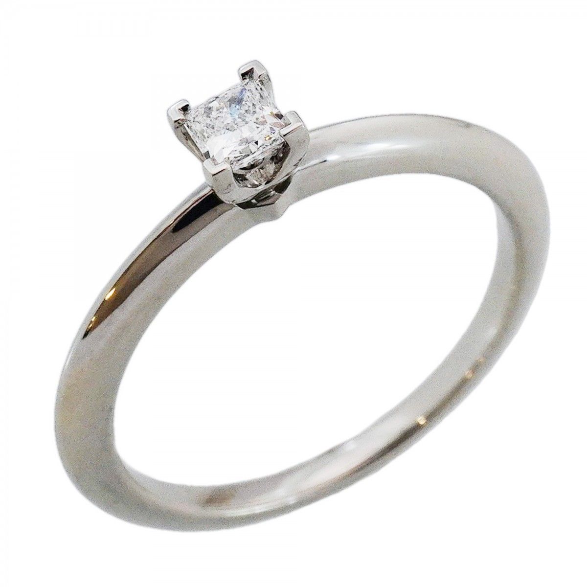 Tiffany & Co Ring Solitaire Square Cut Platinum Diamond
