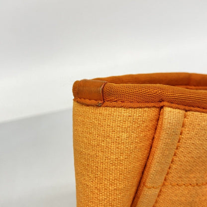 Chanel Chain Tote Deauville Canvas Orange Silver — view 7