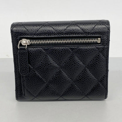 Chanel Trifold Wallet Quilted Caviar Leather Black Gold — view 7