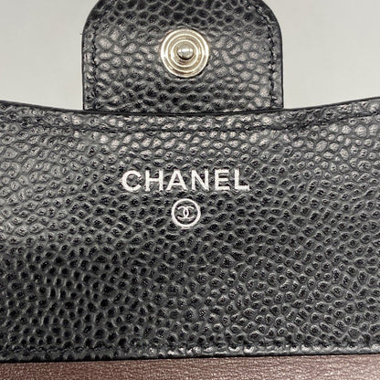 Chanel Trifold Wallet Quilted Caviar Leather Black Gold — view 4