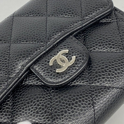 Chanel Trifold Wallet Quilted Caviar Leather Black Gold — view 6