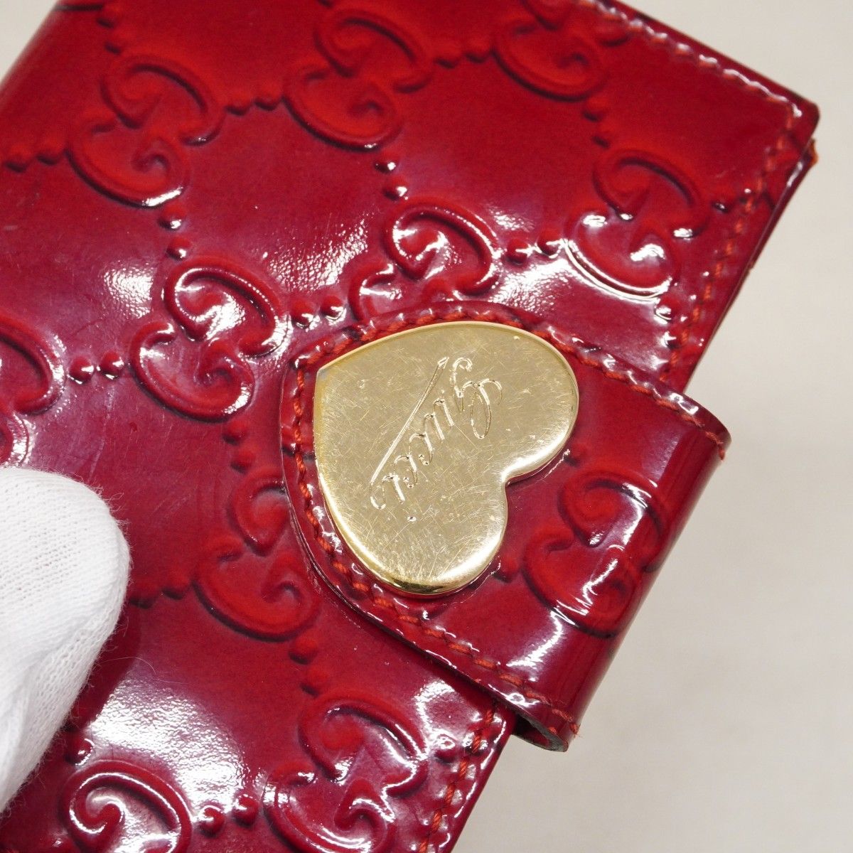 Gucci Card Case Enamel Red Champagne Gold — view 7