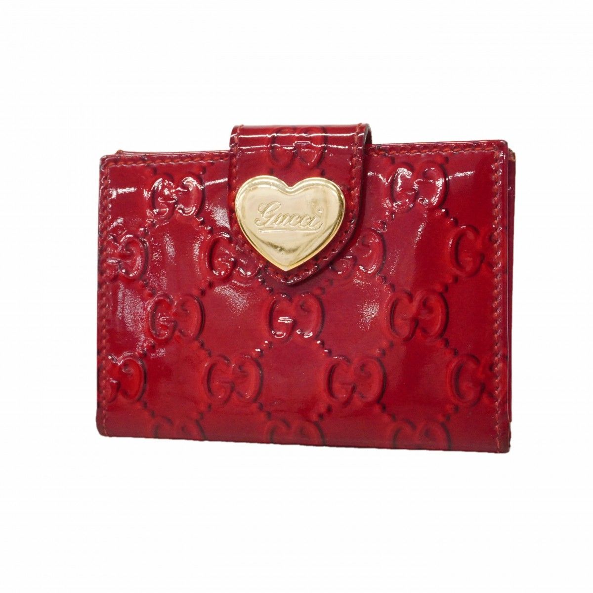 Gucci Card Case Enamel Red Champagne Gold