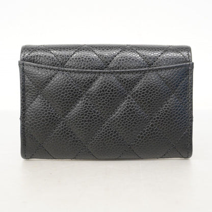 Chanel Card Case Quilted Caviar Leather Black Gold — view 5
