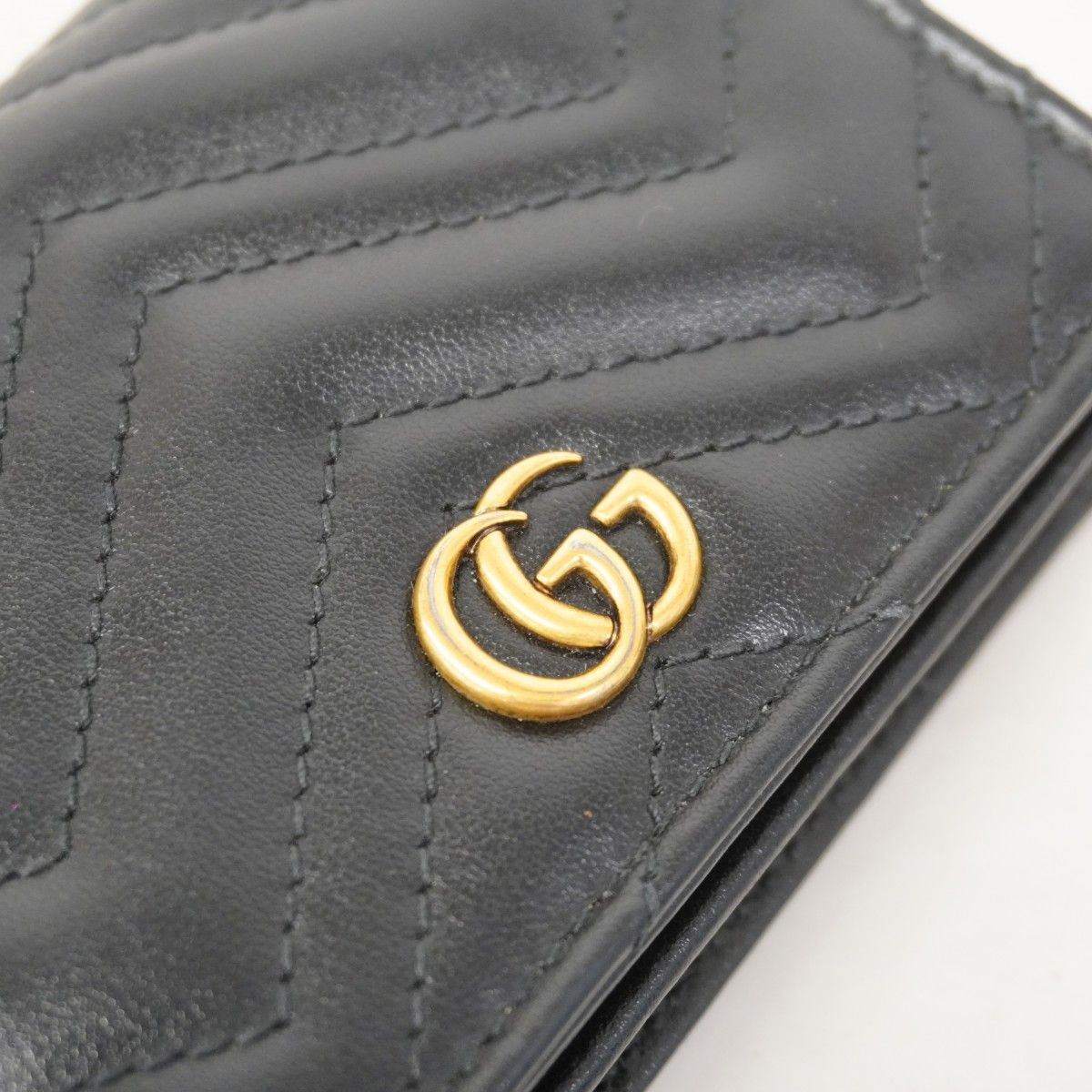 Gucci Wallet GG Marmont Leather Black Gold — view 6