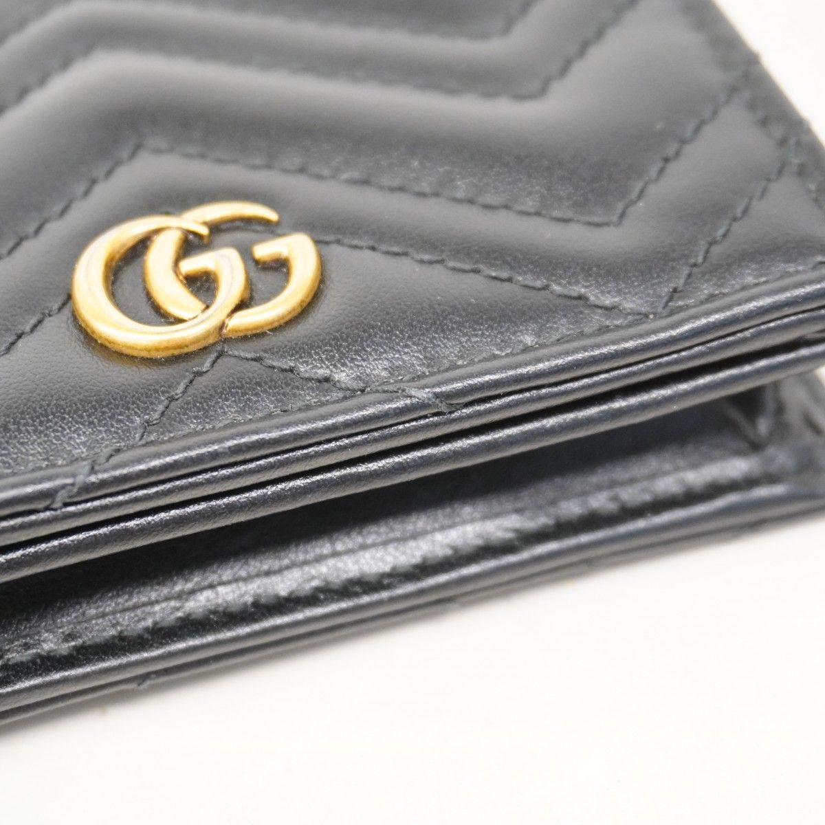 Gucci Wallet GG Marmont Leather Black Gold — view 7