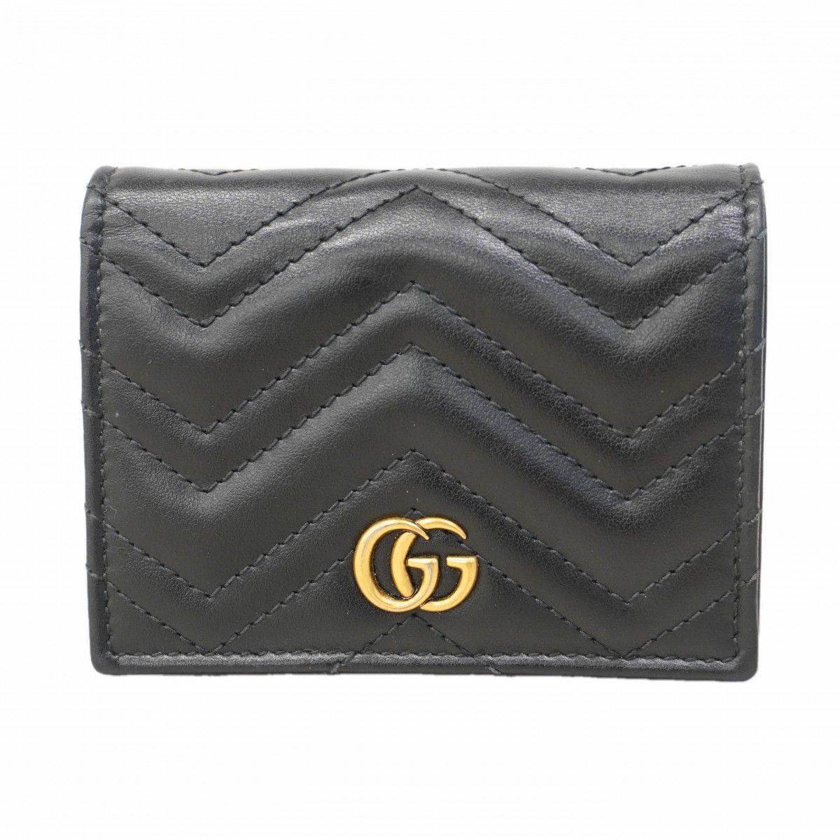 Gucci Wallet GG Marmont Leather Black Gold