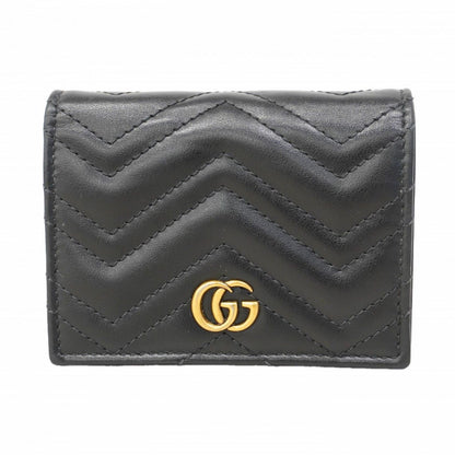 Gucci Wallet GG Marmont Leather Black Gold