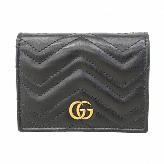 Gucci Wallet GG Marmont Leather Black Gold