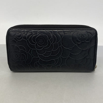 Chanel Wallet Camellia Lambskin Black Silver — view 8