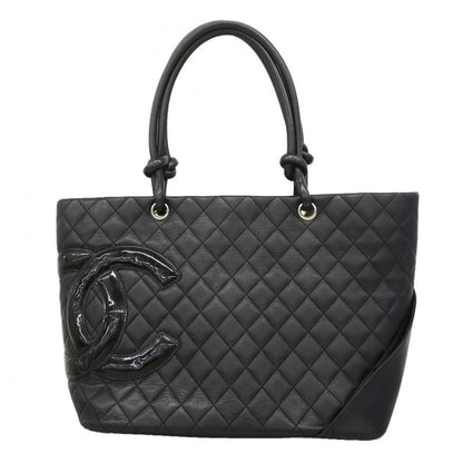 Chanel Tote Cambon Lambskin Black Silver