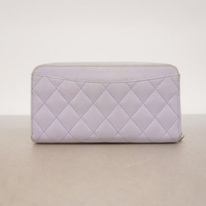 Chanel Wallet Quilted Caviar Leather Purple Silver — view 8