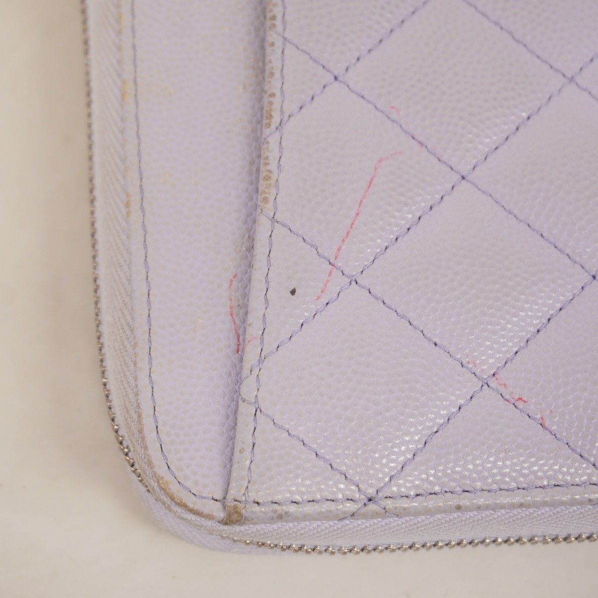 Chanel Wallet Quilted Caviar Leather Purple Silver — view 6