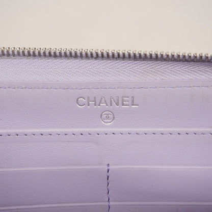 Chanel Wallet Quilted Caviar Leather Purple Silver — view 4