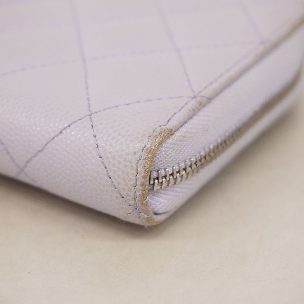 Chanel Wallet Quilted Caviar Leather Purple Silver — view 5