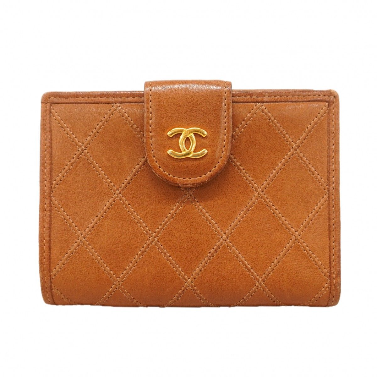 Chanel Wallet Bicolor Lambskin Brown Gold