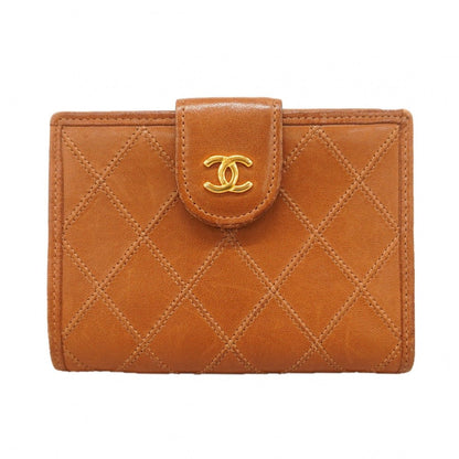 Chanel Wallet Bicolor Lambskin Brown Gold