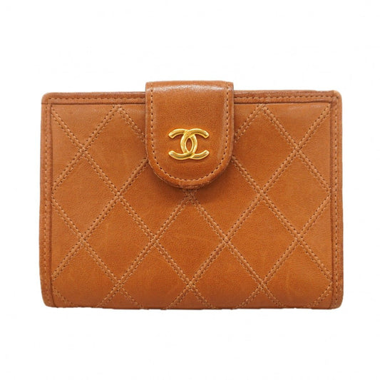 Chanel Wallet Bicolor Lambskin Brown Gold