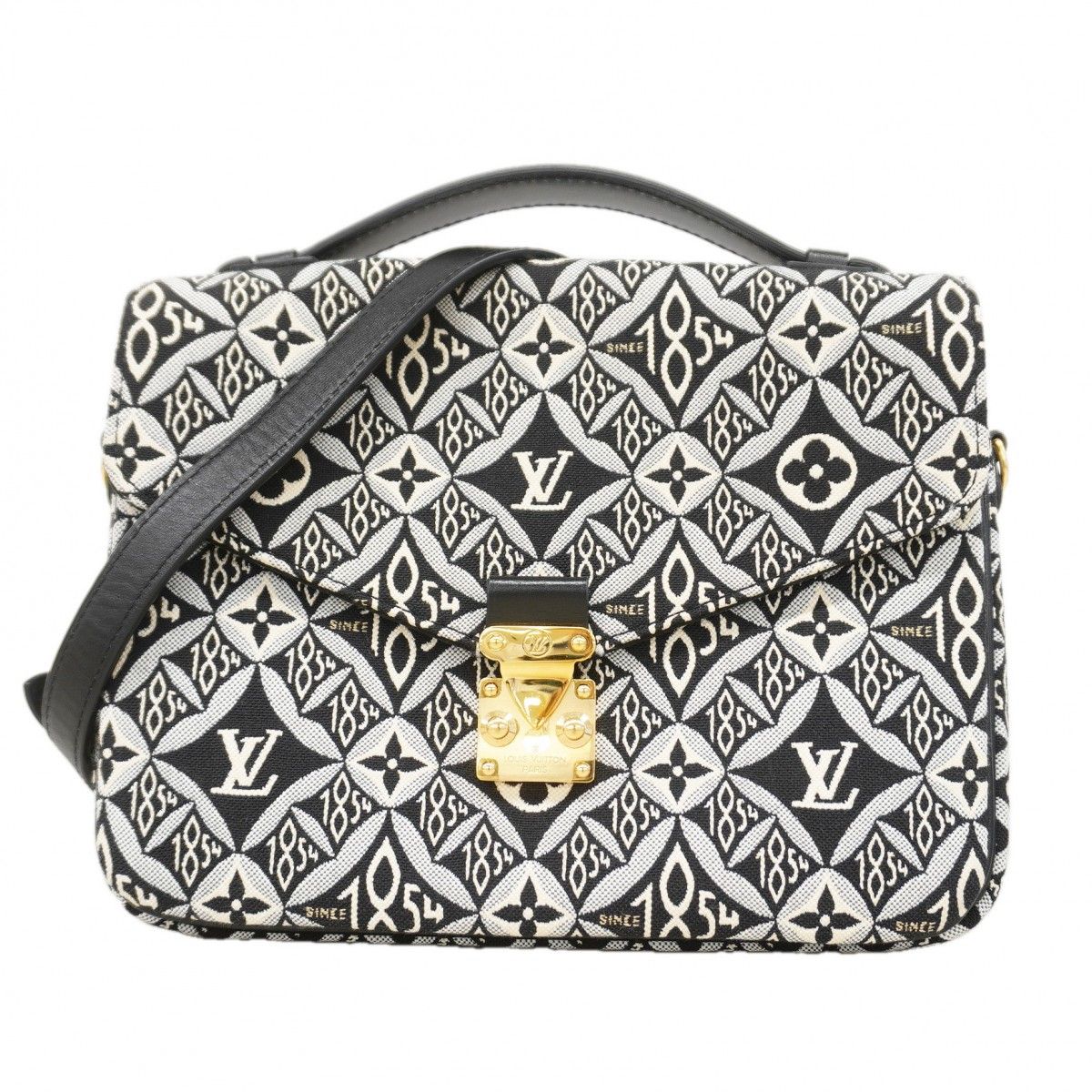 Louis Vuitton Handbag Monogram Jacquard Since Pochette Metis Black 2-Way
