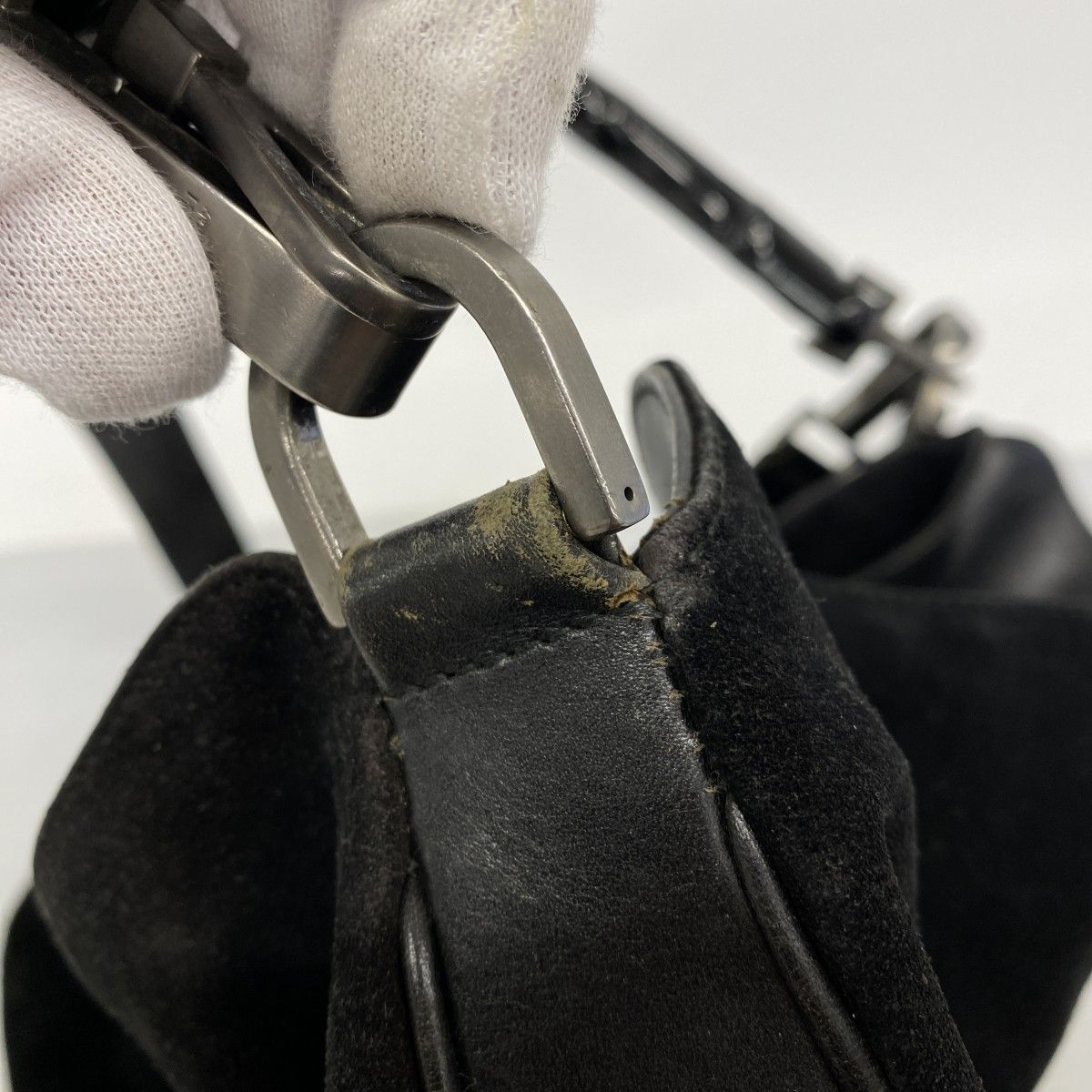 Gucci Handbag Suede Black Silver 2-Way — view 6
