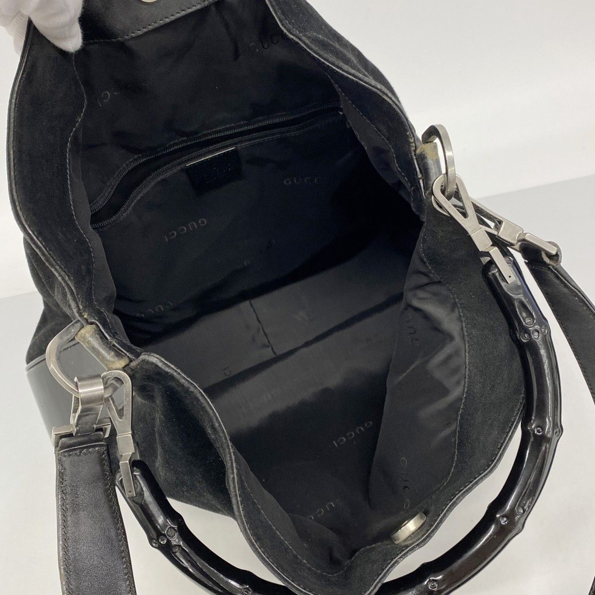 Gucci Handbag Suede Black Silver 2-Way — view 4