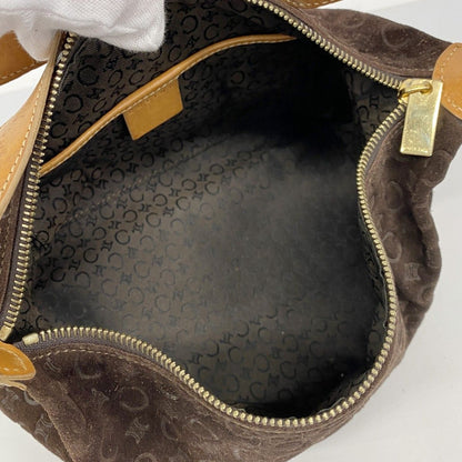 Celine Handbag C Macadam Suede Brown Gold — view 4