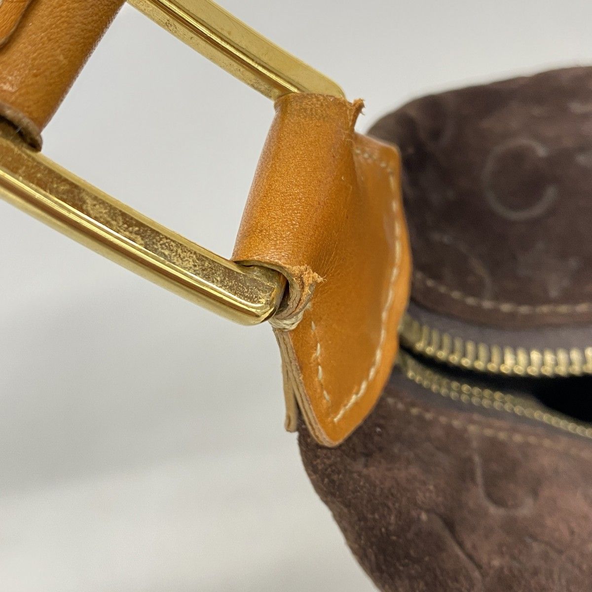 Celine Handbag C Macadam Suede Brown Gold — view 7
