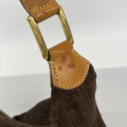 Celine Handbag C Macadam Suede Brown Gold — view 8