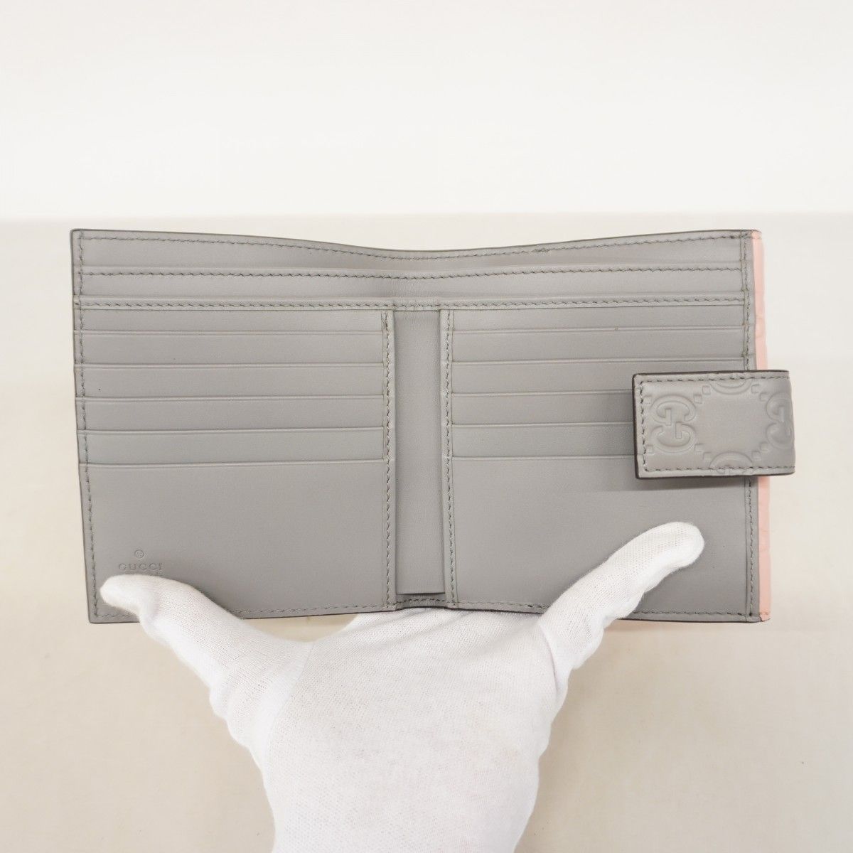 Gucci Wallet Guccissima Leather Gray Pink Champagne Gold — view 3
