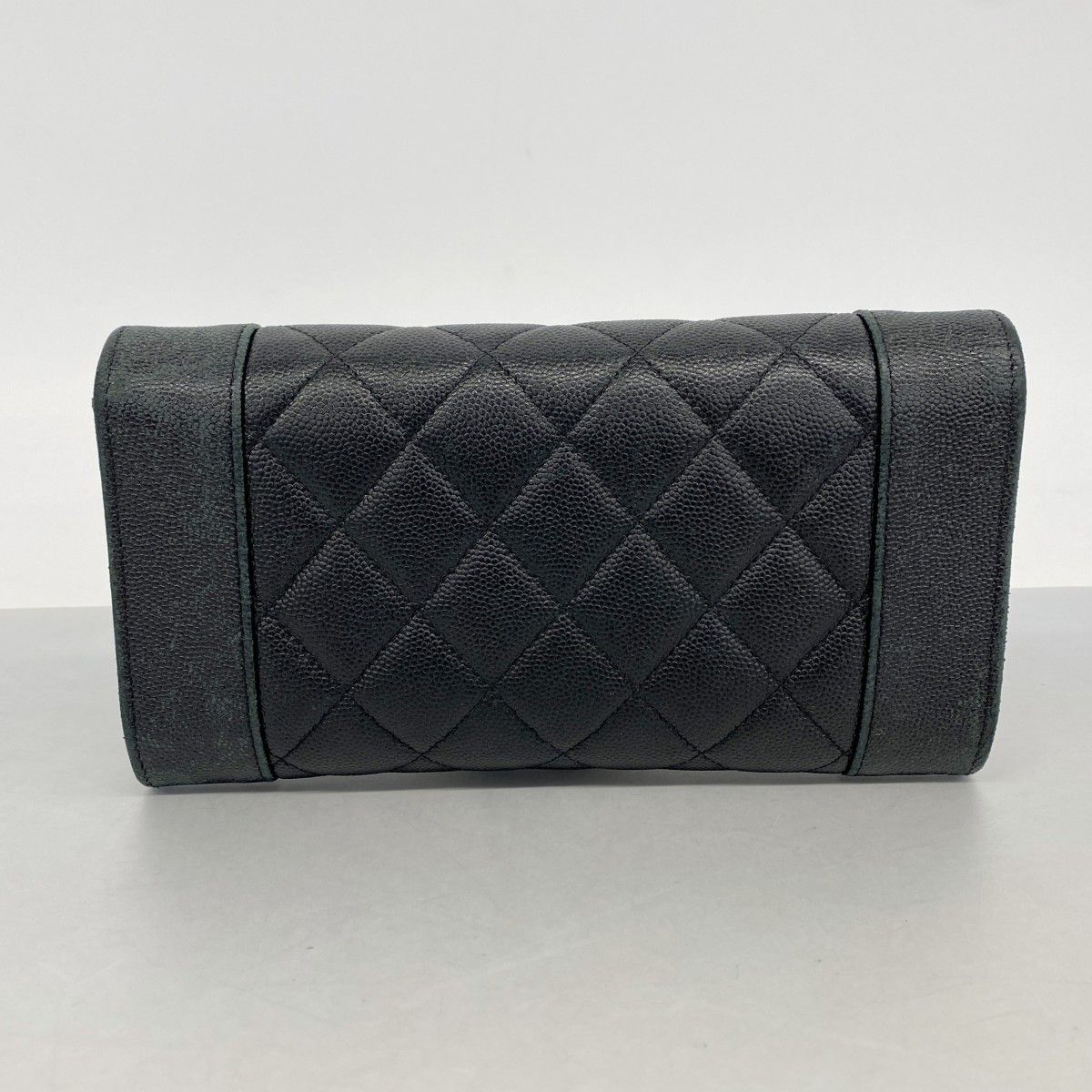 Chanel Wallet Mademoiselle Caviar Leather Black Champagne Gold — view 9
