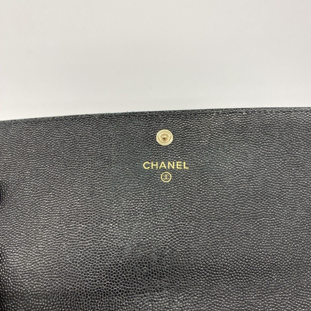 Chanel Wallet Mademoiselle Caviar Leather Black Champagne Gold — view 4