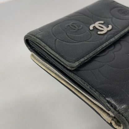 Chanel Wallet Camellia Lambskin Black Silver — view 6