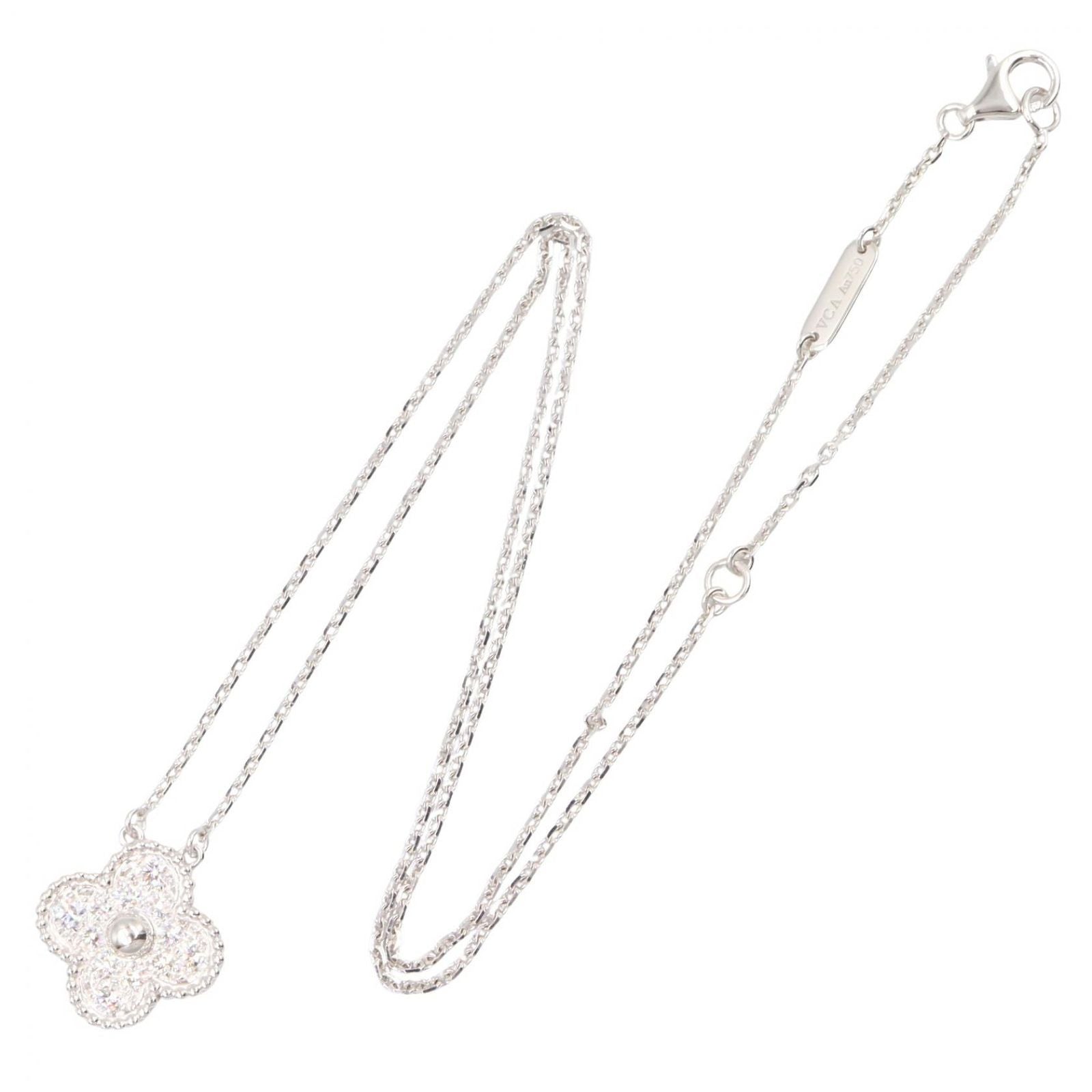 Van Cleef & Arpels Necklace Vintage Alhambra Diamond 37 41.5 cm 18k White Gold — view 2