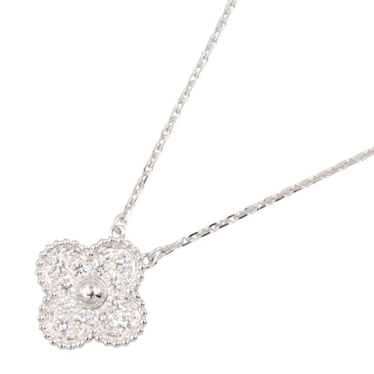 Van Cleef & Arpels Necklace Vintage Alhambra Diamond 37 41.5 cm 18k White Gold