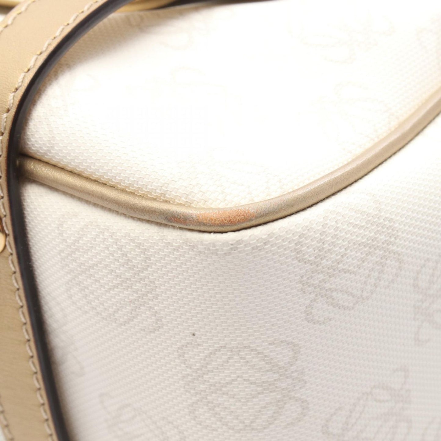 Loewe Handbag Pockets White Gold Canvas Leather Repeat Anagram — view 6