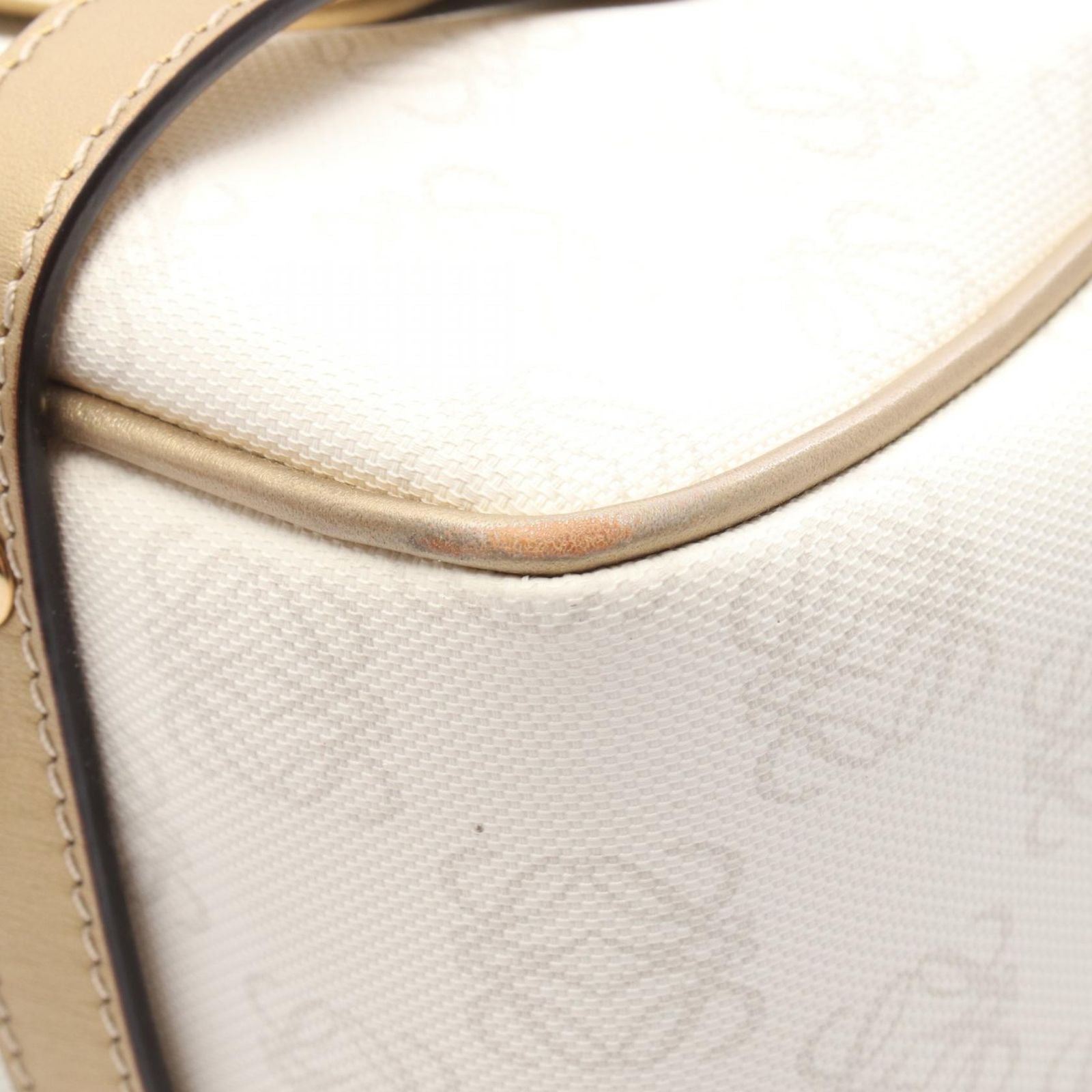 Loewe Handbag Pockets White Gold Canvas Leather Repeat Anagram — view 6