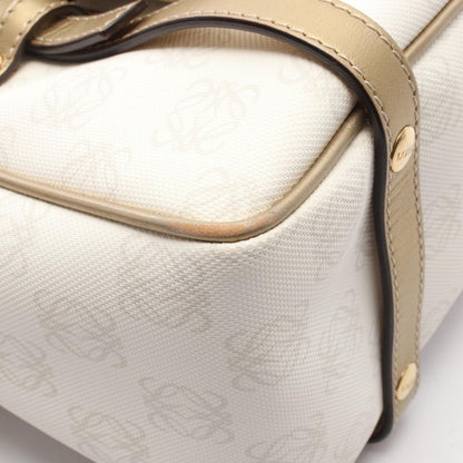 Loewe Handbag Pockets White Gold Canvas Leather Repeat Anagram — view 5